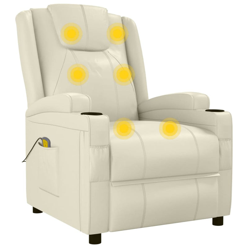 Massage Chair Cream White Faux Leather Payday Deals