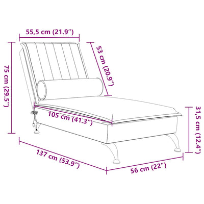 Massage Chaise Lounge with Bolster Black Velvet Payday Deals