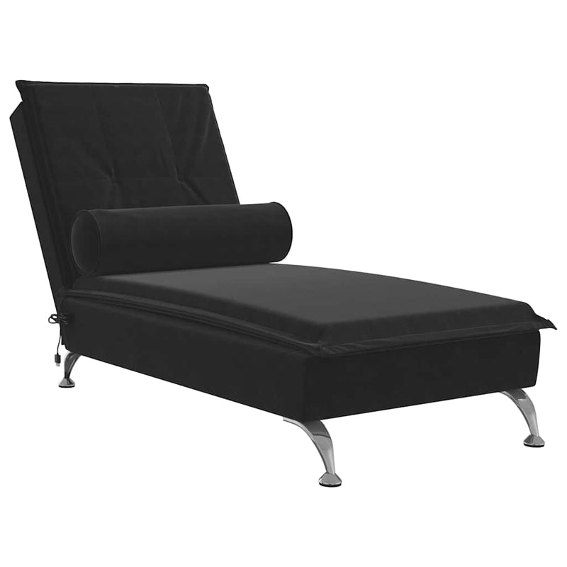 Massage Chaise Lounge with Bolster Black Velvet Payday Deals