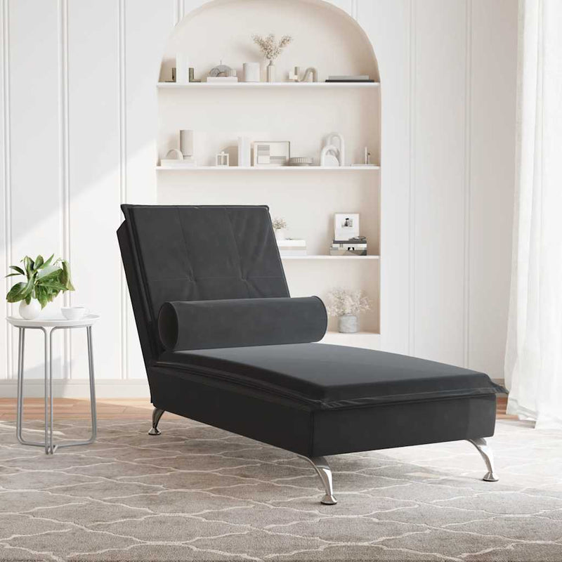 Massage Chaise Lounge with Bolster Black Velvet Payday Deals