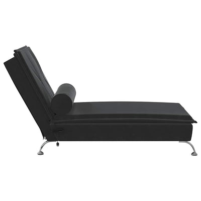 Massage Chaise Lounge with Bolster Black Velvet Payday Deals
