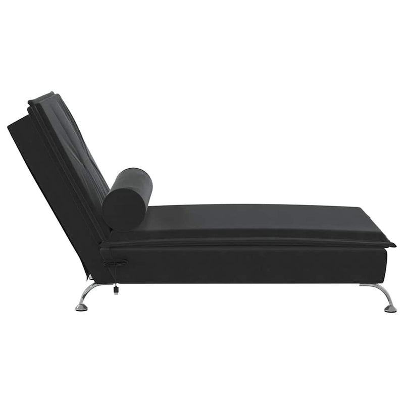 Massage Chaise Lounge with Bolster Black Velvet Payday Deals