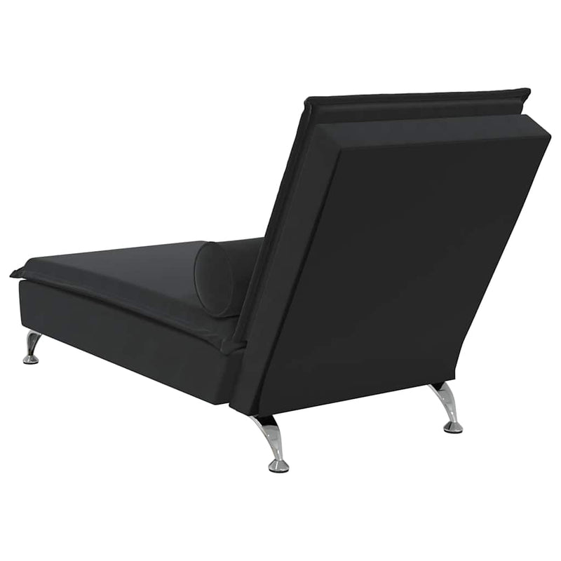 Massage Chaise Lounge with Bolster Black Velvet Payday Deals