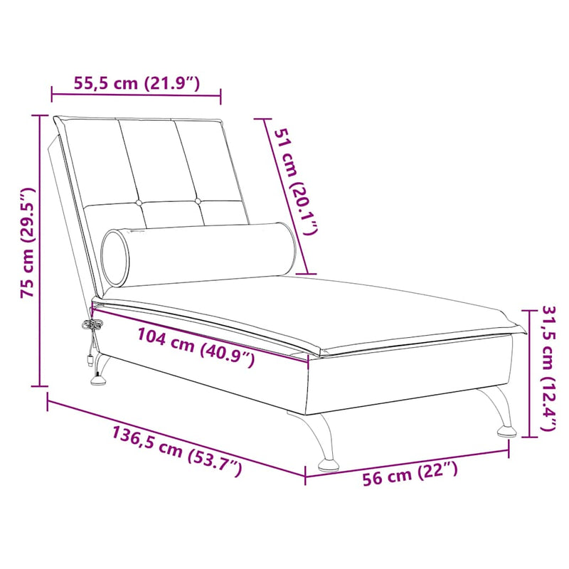 Massage Chaise Lounge with Bolster Black Velvet Payday Deals