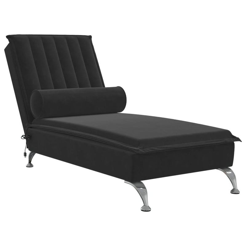 Massage Chaise Lounge with Bolster Black Velvet Payday Deals
