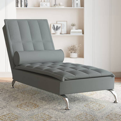 Massage Chaise Lounge with Bolster Dark Grey Fabric Payday Deals