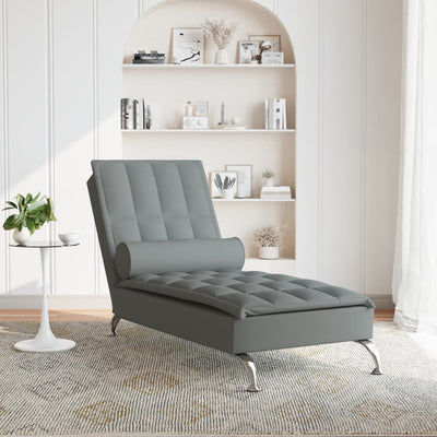 Massage Chaise Lounge with Bolster Dark Grey Fabric Payday Deals