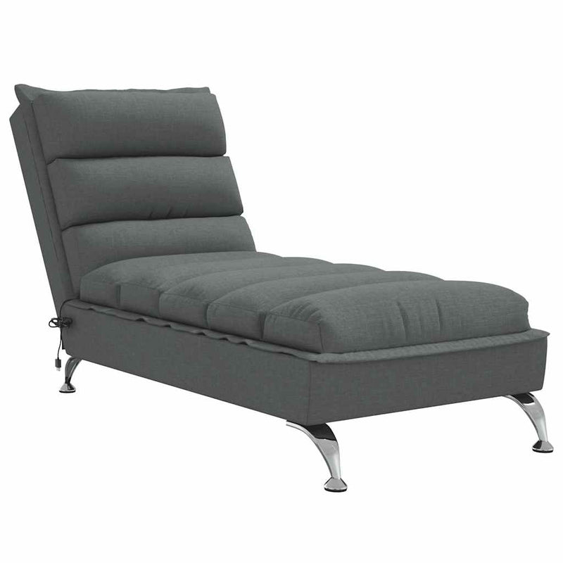 Massage Chaise Lounge with Cushions Dark Grey Fabric Payday Deals