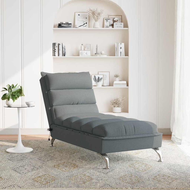 Massage Chaise Lounge with Cushions Dark Grey Fabric Payday Deals