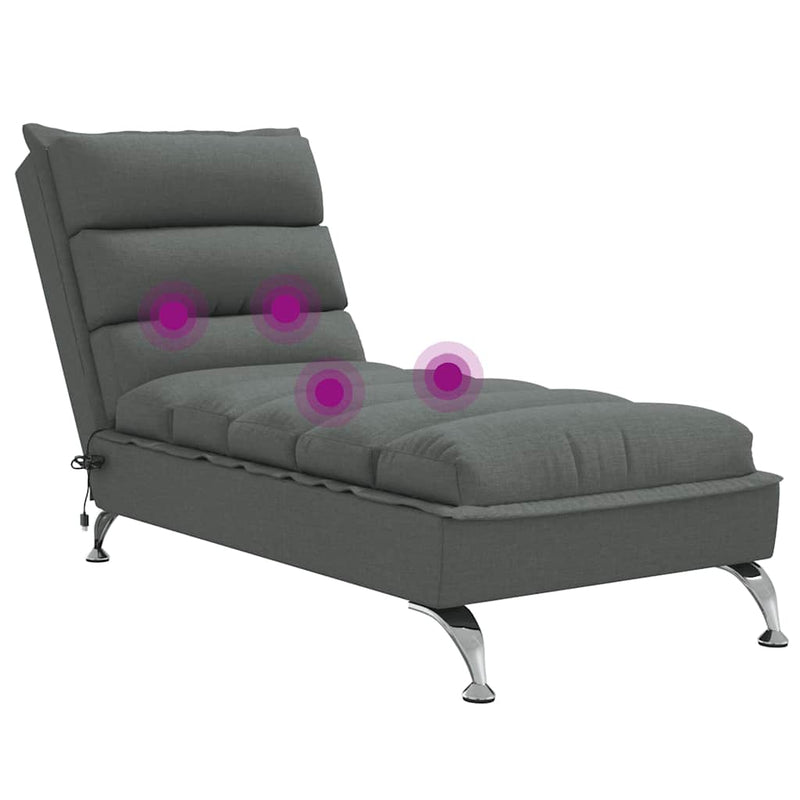 Massage Chaise Lounge with Cushions Dark Grey Fabric Payday Deals
