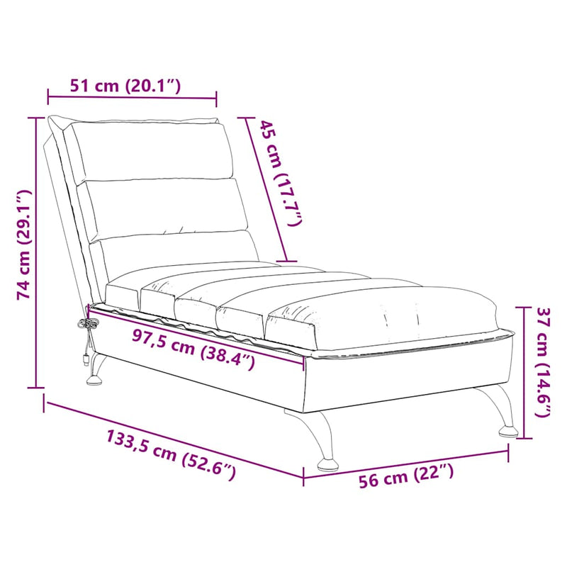 Massage Chaise Lounge with Cushions Dark Grey Fabric Payday Deals