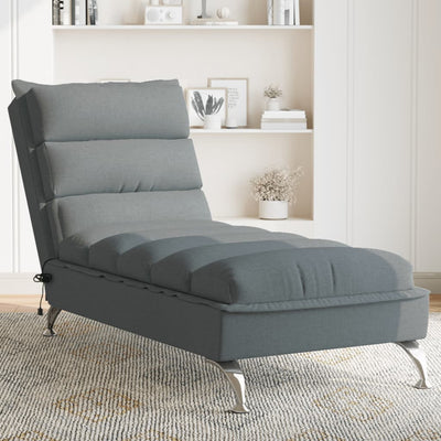 Massage Chaise Lounge with Cushions Dark Grey Fabric Payday Deals