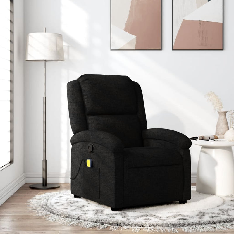 Massage Recliner Chair Black Fabric Payday Deals