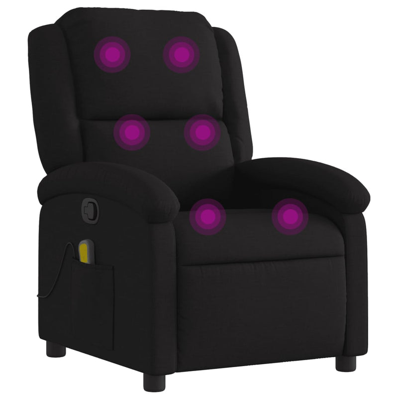 Massage Recliner Chair Black Fabric Payday Deals