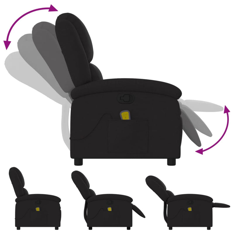 Massage Recliner Chair Black Fabric Payday Deals