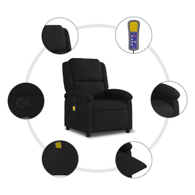Massage Recliner Chair Black Fabric Payday Deals