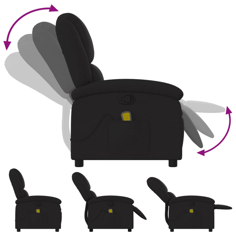 Massage Recliner Chair Black Fabric Payday Deals