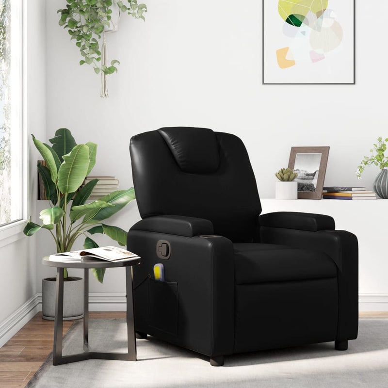 Massage Recliner Chair Black Faux Leather Payday Deals