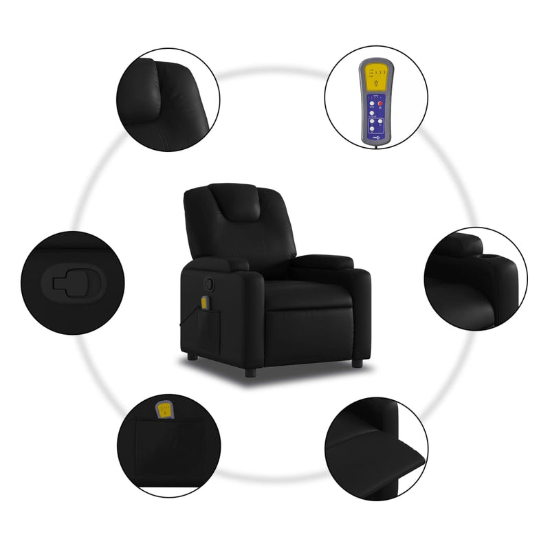 Massage Recliner Chair Black Faux Leather Payday Deals