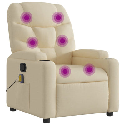 Massage Recliner Chair Cream Fabric Payday Deals
