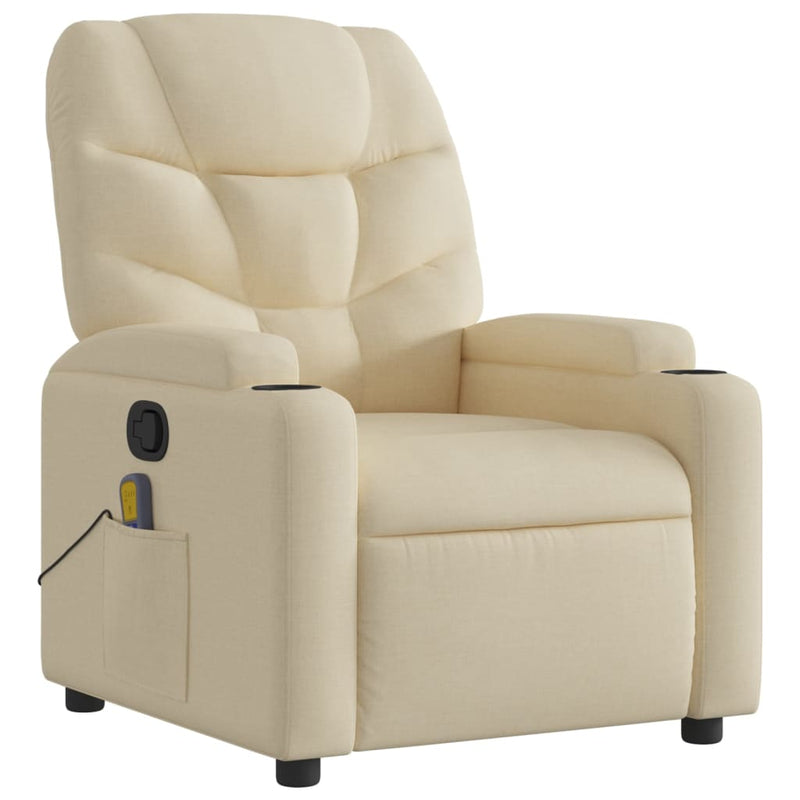 Massage Recliner Chair Cream Fabric Payday Deals