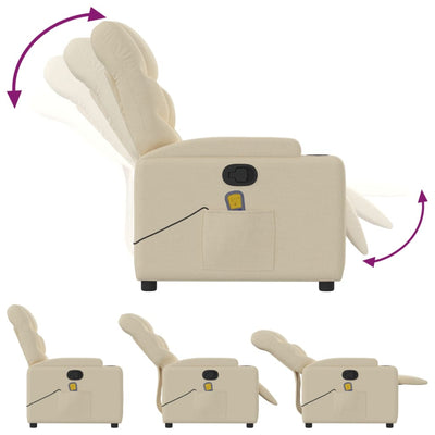 Massage Recliner Chair Cream Fabric Payday Deals