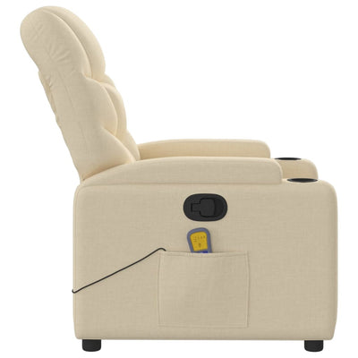Massage Recliner Chair Cream Fabric Payday Deals