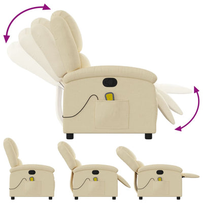 Massage Recliner Chair Cream Fabric Payday Deals