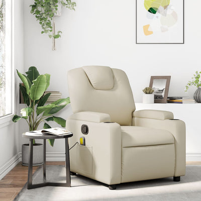 Massage Recliner Chair Cream Faux Leather Payday Deals