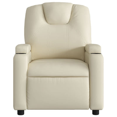 Massage Recliner Chair Cream Faux Leather Payday Deals