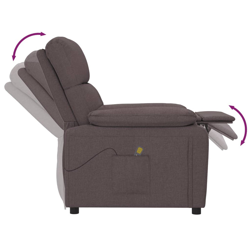 Massage Recliner Chair Dark Brown Fabric Payday Deals