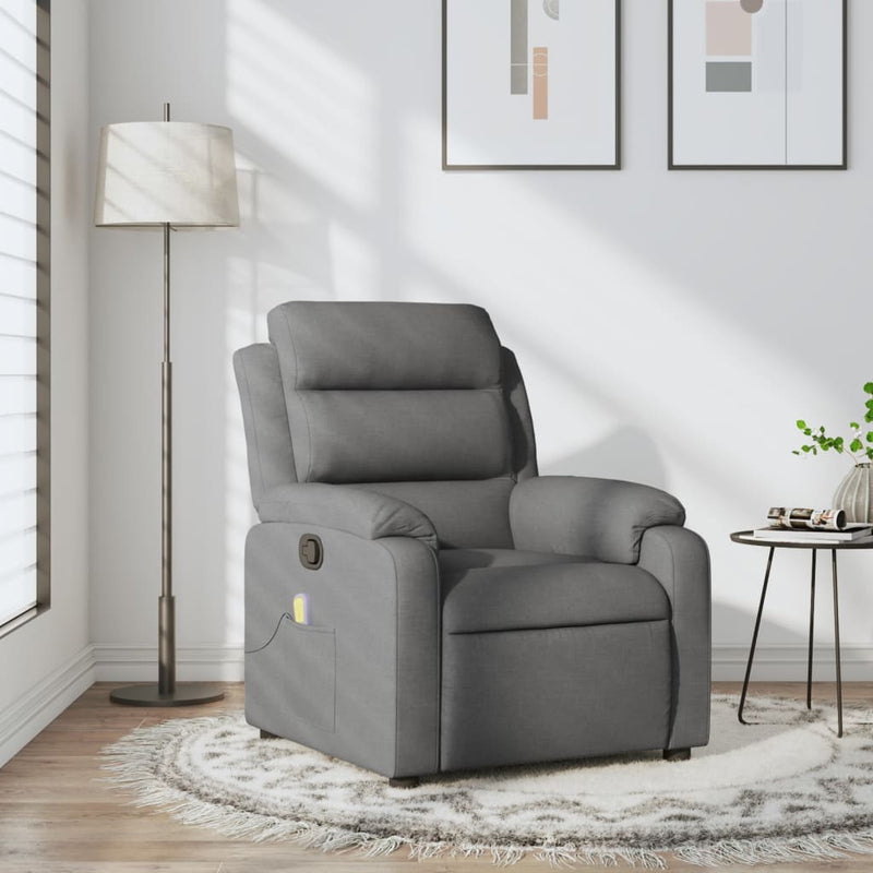 Massage Recliner Chair Dark Grey Fabric Payday Deals