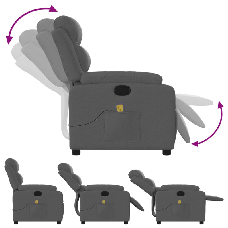 Massage Recliner Chair Dark Grey Fabric Payday Deals