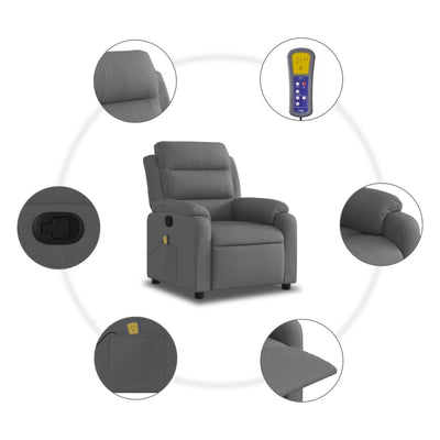Massage Recliner Chair Dark Grey Fabric Payday Deals