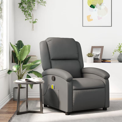 Massage Recliner Chair Grey Faux Leather Payday Deals