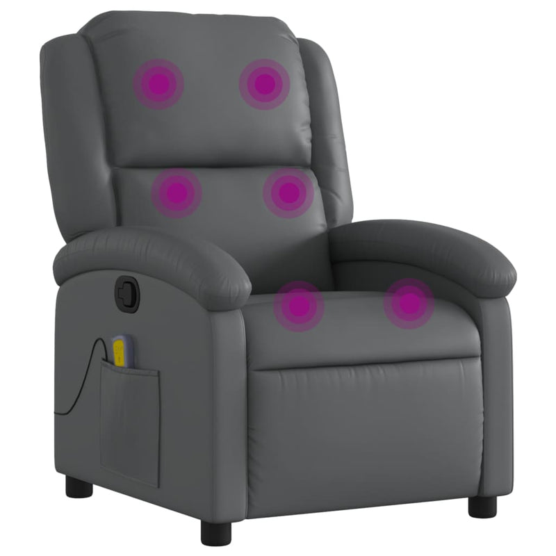 Massage Recliner Chair Grey Faux Leather Payday Deals