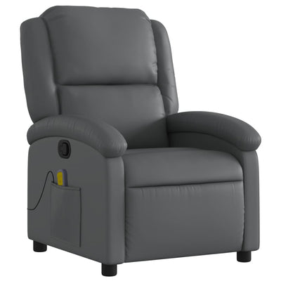 Massage Recliner Chair Grey Faux Leather Payday Deals