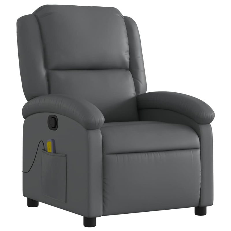 Massage Recliner Chair Grey Faux Leather Payday Deals