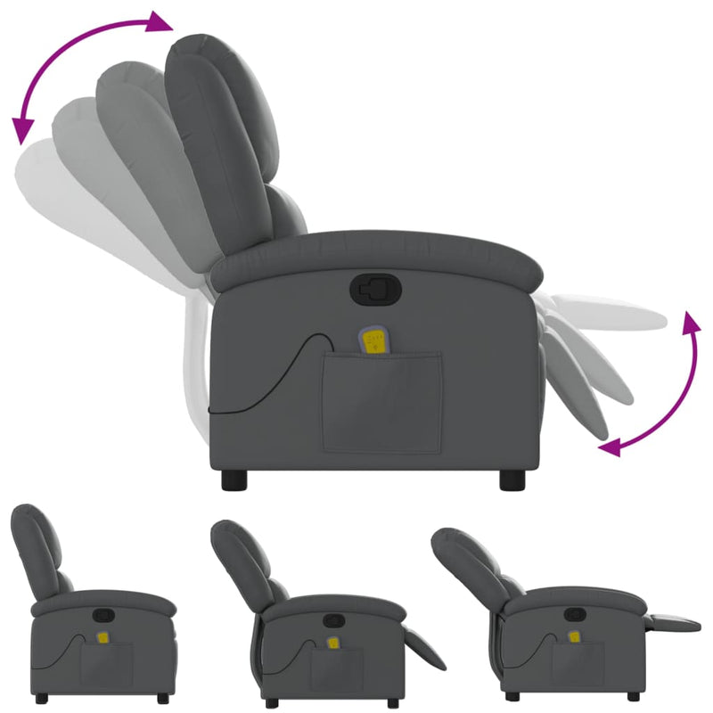 Massage Recliner Chair Grey Faux Leather Payday Deals