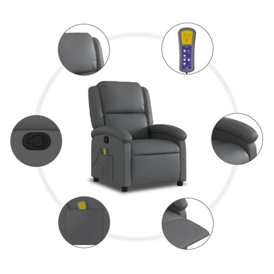 Massage Recliner Chair Grey Faux Leather Payday Deals