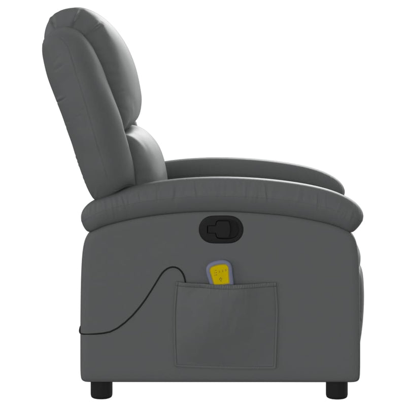 Massage Recliner Chair Grey Faux Leather Payday Deals