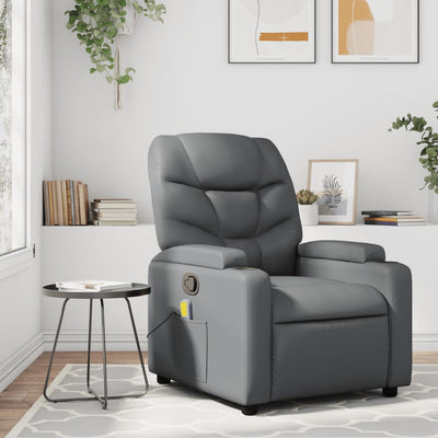 Massage Recliner Chair Grey Faux Leather Payday Deals