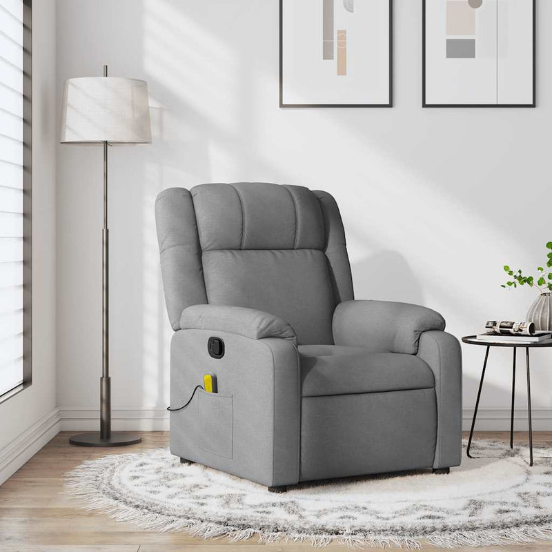 Massage Recliner Chair Light Grey Fabric Payday Deals
