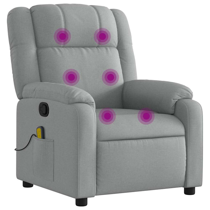 Massage Recliner Chair Light Grey Fabric Payday Deals