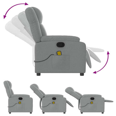 Massage Recliner Chair Light Grey Fabric Payday Deals