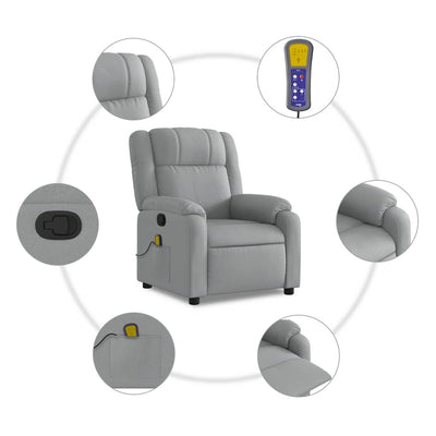 Massage Recliner Chair Light Grey Fabric Payday Deals