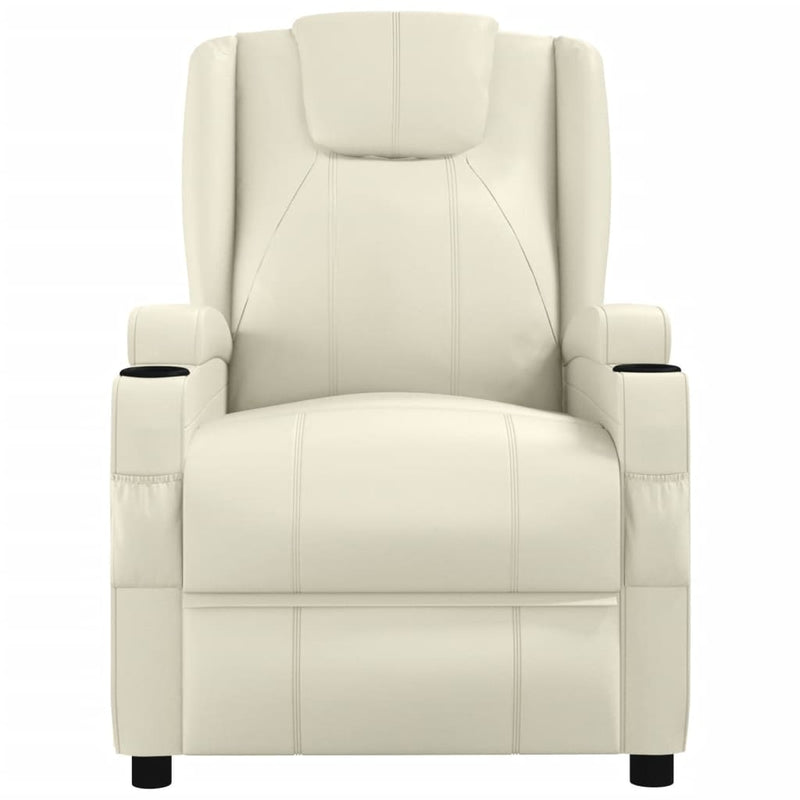 Massage Reclining Chair Cream White Faux Leather Payday Deals