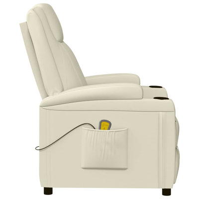 Massage Reclining Chair Cream White Faux Leather Payday Deals