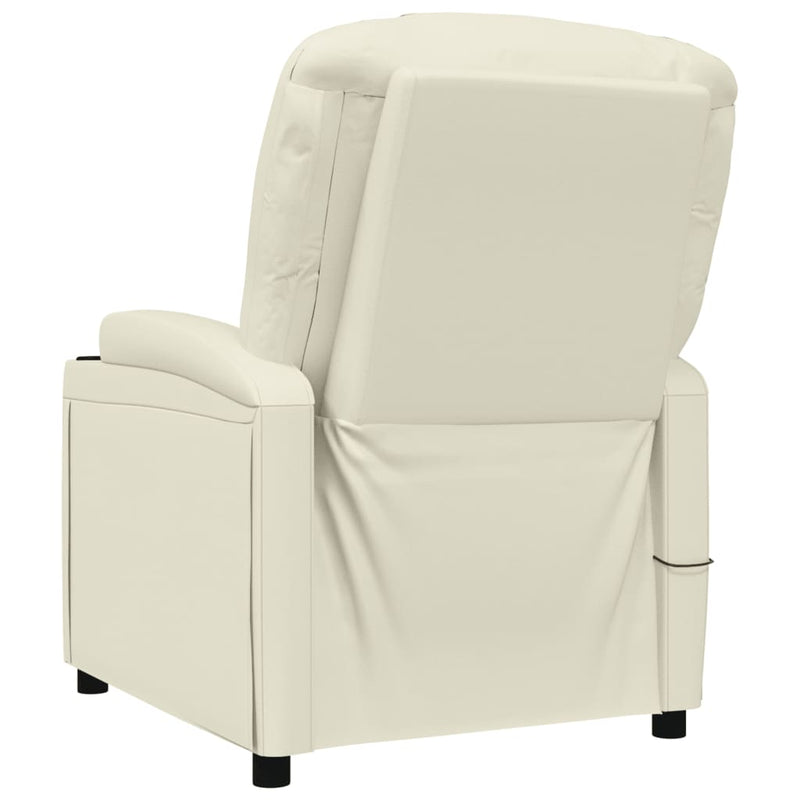 Massage Reclining Chair Cream White Faux Leather Payday Deals