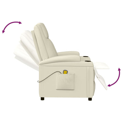 Massage Reclining Chair Cream White Faux Leather Payday Deals